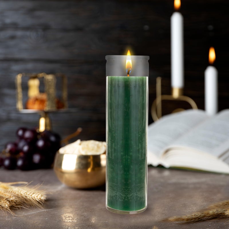 Mega Candles 6 pcs Unscented Green 7 Day Glass Container Devotional Prayer Candles, Premium Wax Candle 2 Inch x 8 Inch, Sanctuary, Vigils, Prayers, Blessings, Religious, Memorials, Remembrance - Image 4